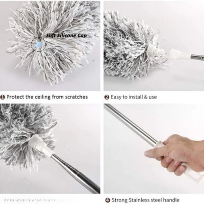 Extendable Microfiber Duster with Telescopic Handle | Long Reach, Bendable Head & Washable Cleaner